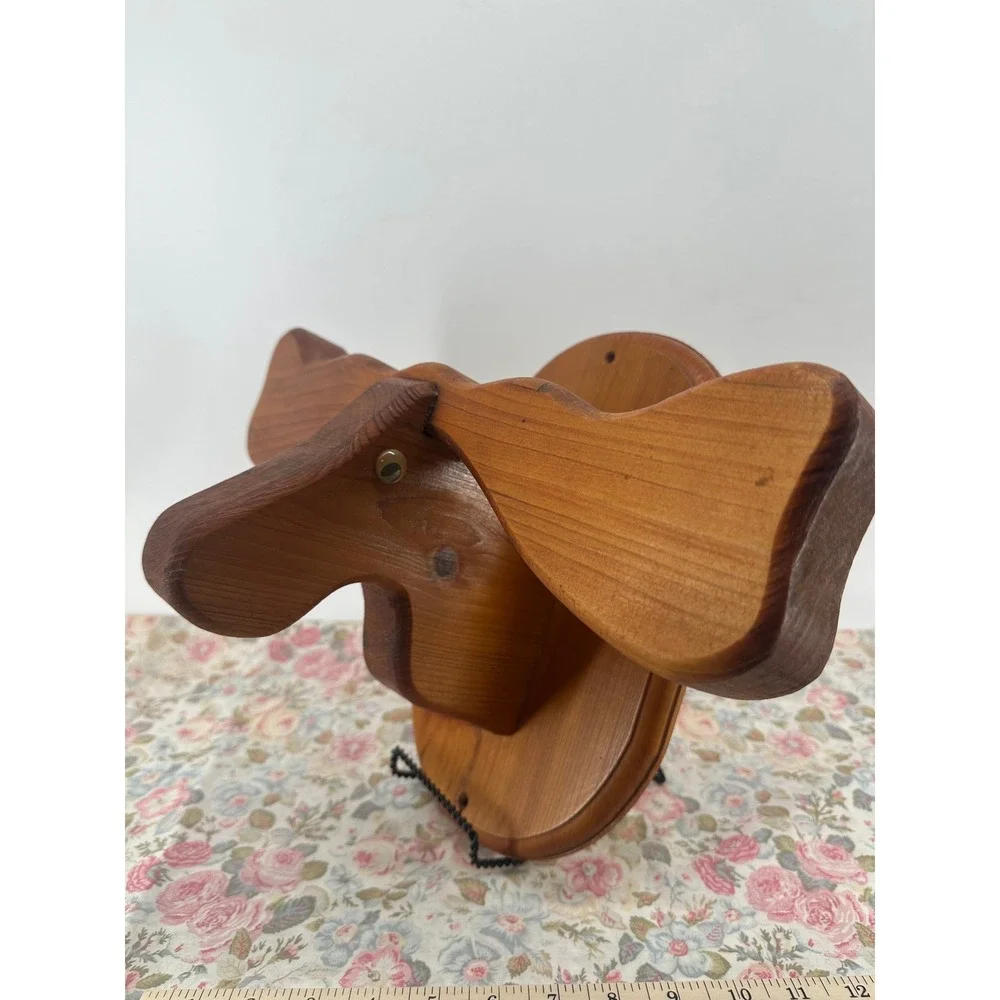 Vintage Rustic Handcrafted Wooden Moose Head Wall Mount Lodge Cabin Decor